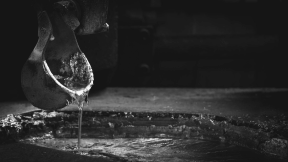 Ladle in action during die casting at Shawnee Specialties